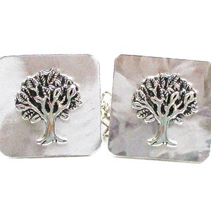 Tallit Clips - Silver Tree of Life on Brushed Aluminum