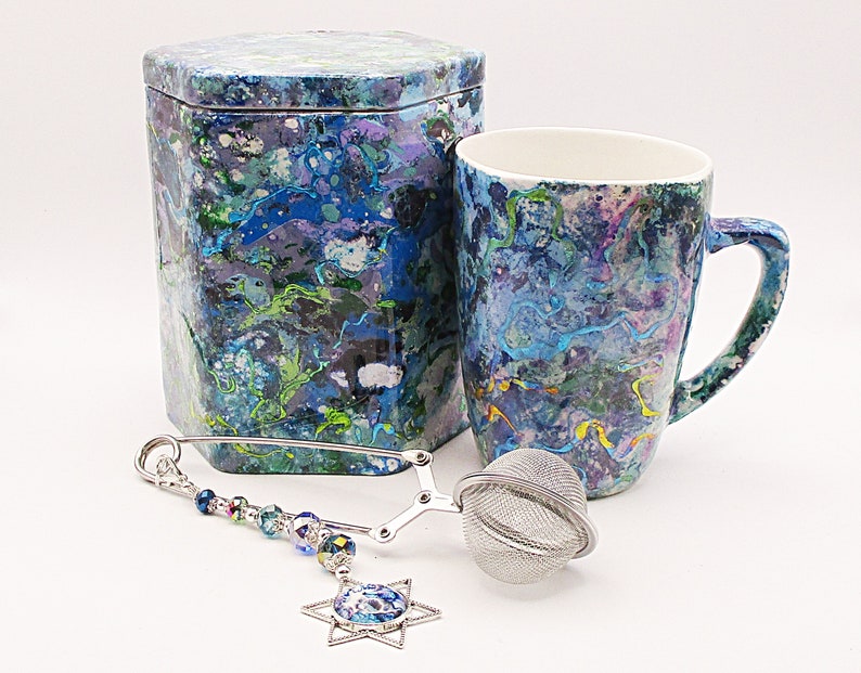Marbled Tea Tin Tea Cup and Infuser Set Etsy
