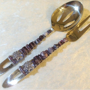 Fork and Spoon Serving Utensils Grape image 1