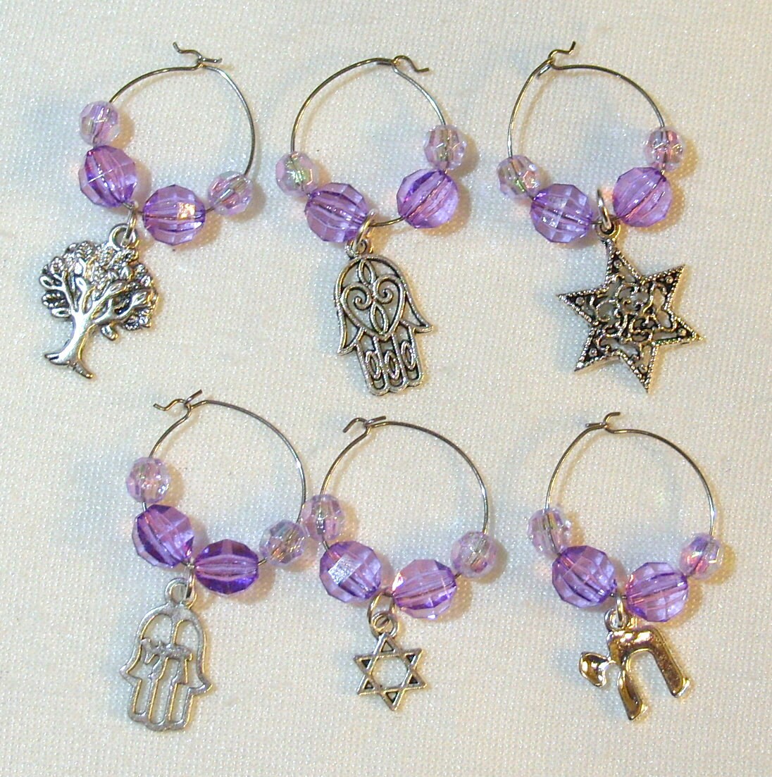 Jewish Themed Wine Glass Charms Etsy