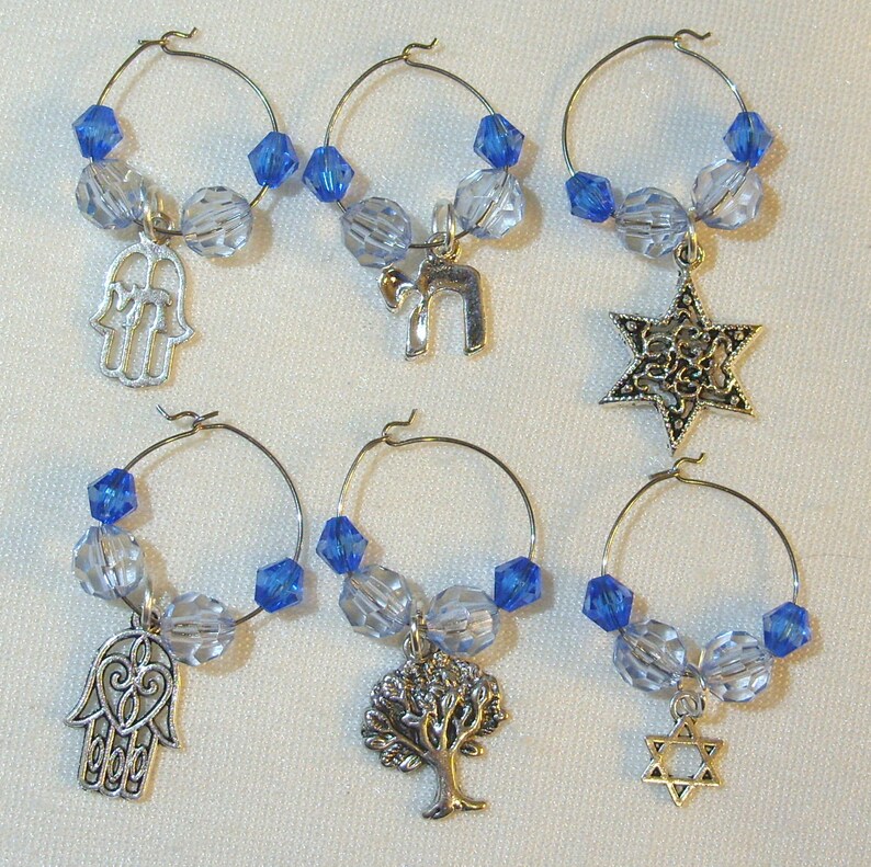 Jewish Themed Wine Glass Charms Etsy