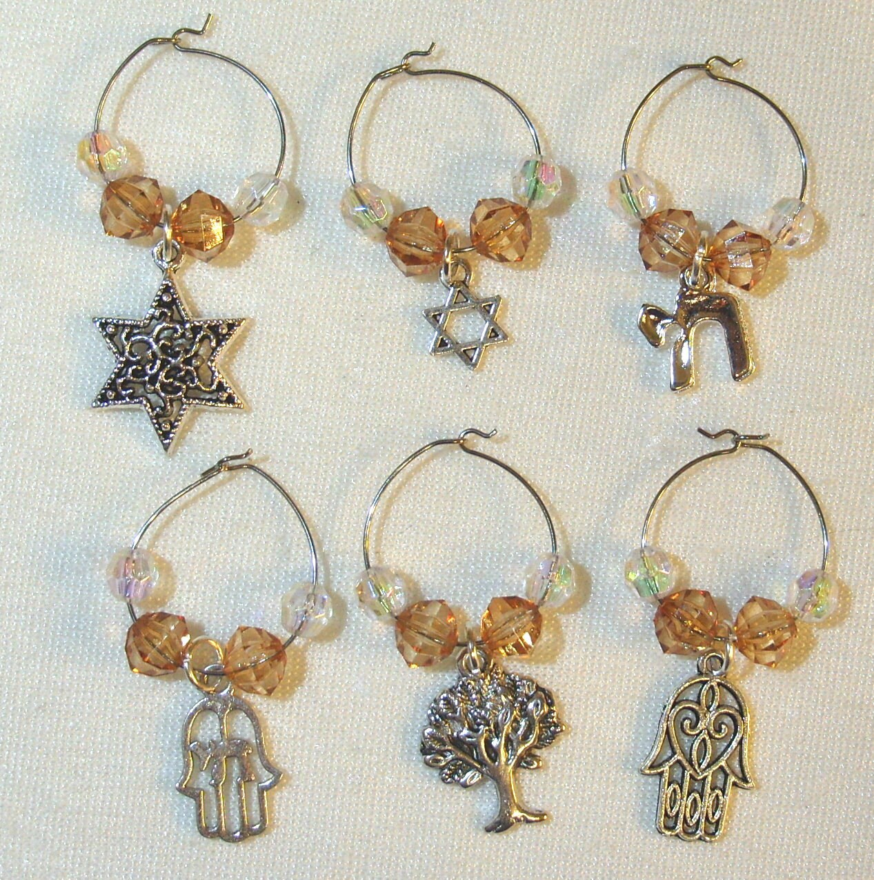 Jewish Themed Wine Glass Charms Etsy