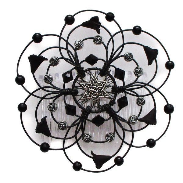 A Desert Kippot design - Black Dahlia - Light