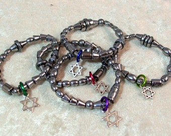 For Little Boys - Stretchy Hematite Star of David Bracelet