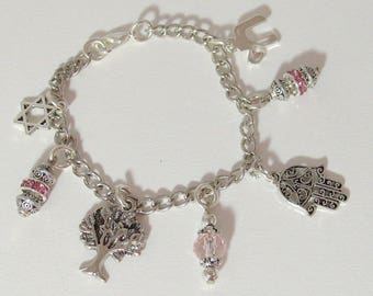 Child's Jewish Charm Bracelet - Soft Pink
