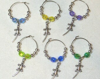 Wine Glass Charms - Lizards