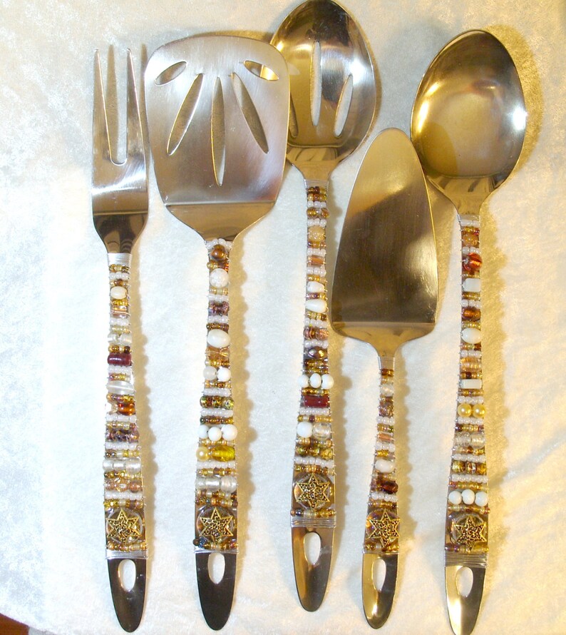 Beaded Serving Utensils Milk and Honey Etsy