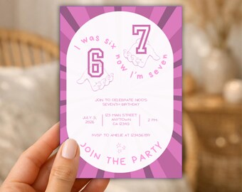 six seven birthday Invitation, 6 7 Birthday Meme Invitation, 7th Birthday girl, Editable Canva Template, Digital Download