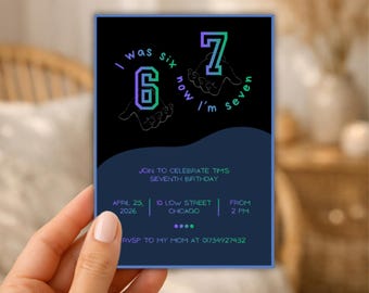 six seven birthday Invitation, 6 7 Birthday Meme Invitation, 7th Birthday girl, Editable Canva Template, Digital Download