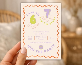 six seven birthday Invitation, 6 7 Birthday Meme Invitation, 7th Birthday girl, Editable Canva Template, Digital Download