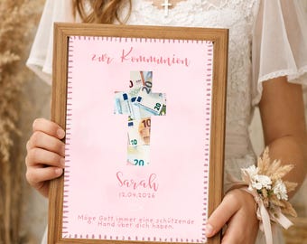 Communion gift, money gift for girls, personalized, DIN A4