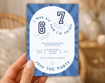 six seven birthday Invitation, 6 7 Birthday Meme Invitation, 7th Birthday boy, Editable Canva Template, Digital Download