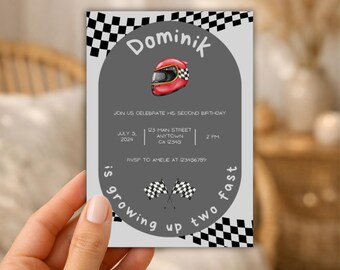 2nd Birthday Invitation,growing up two fast, Digital Invite, Editable, Canva, DIN A6 adjustable