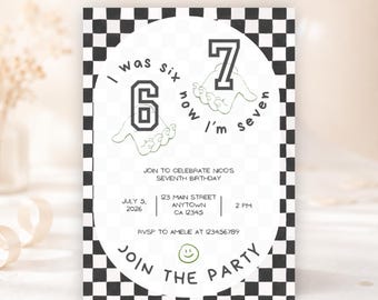six seven birthday Invitation, 6 7 Birthday Meme Invitation, 7th Birthday, Editable Canva Template, Digital Download, 5x7, DIN A6