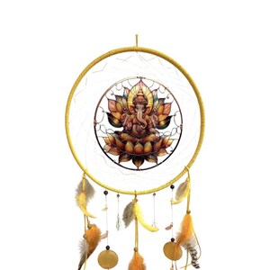 Attrape-rêve Ganesh - Dreamcatcher divinité hindoue - Protection & prospérité - Décoration spirituelle zen - Attrape-rêve artisanal