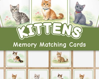 Cat Memory Matching Cards Spiel, Kätzchen zum Ausdrucken für Kinder