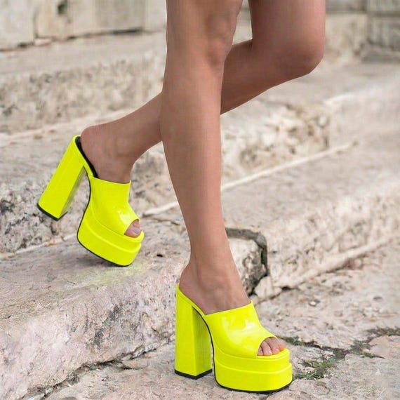 Platform Mules: Peep Toe High Heels, Custom Drag Queen Sandals - Etsy