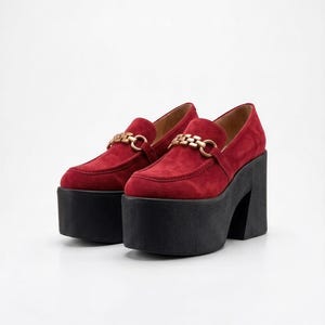 Sapatos, mocassins e botas de camurça personalizados com plataforma alta, feitos sob encomenda, salto grosso, opções de salto de plataforma personalizáveis ​​de 2 a 30 cm.