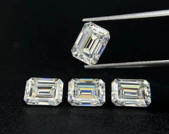 Lose Moissanit-Edelsteine im Radiant-Schliff, Farbe D, Reinheit VVS, Brillanter Glanz (6 x 4 mm)