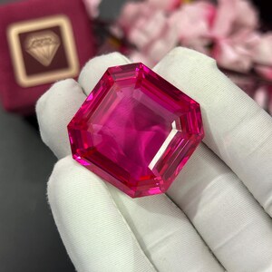 AAA+ Ceylon Pink Sapphire Asscher Cut Big Size Loose Gemstone136.00 CT