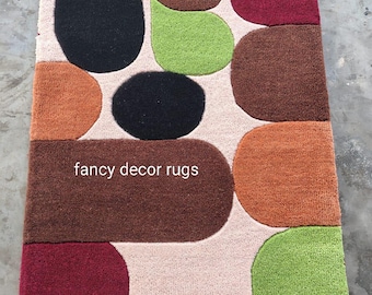 Modern Geometric Area Rug – Colorful Abstract Home Decor Carpet