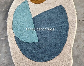 Handmade Abstract Rug – Irregular Art Carpet, Colorful Accent Rug,