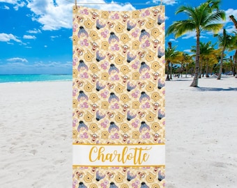 Personalized Winnie the Pooh Beach Towel, Custom Name Kid Towel