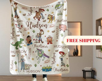 Manta personalizada de Toy Story, manta de franela Minky con nombre personalizado