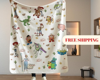 Manta de Toy Story, manta de Disney con nombre personalizado, manta de Woody, Buzz Lightyear, Jessie, regalo para niño o niña