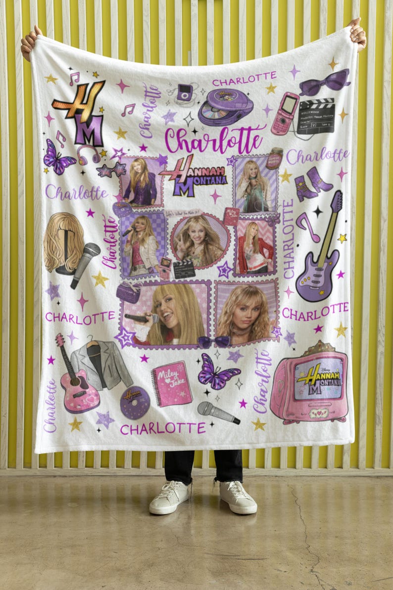 Personalized Hannah Montana Blanket, Minky Flannel Throw, Custom Name Gift image 7