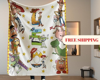 Personalized Toy Story Blanket, Custom Name Minky Flannel Throw