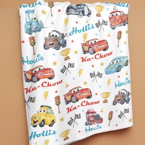 Manta para bebé de Rayo McQueen, regalo para baby shower, manta personalizable, manta de Disney, decoración para el hogar de Disney, manta de Cars, manta de sherpa. imagen 3