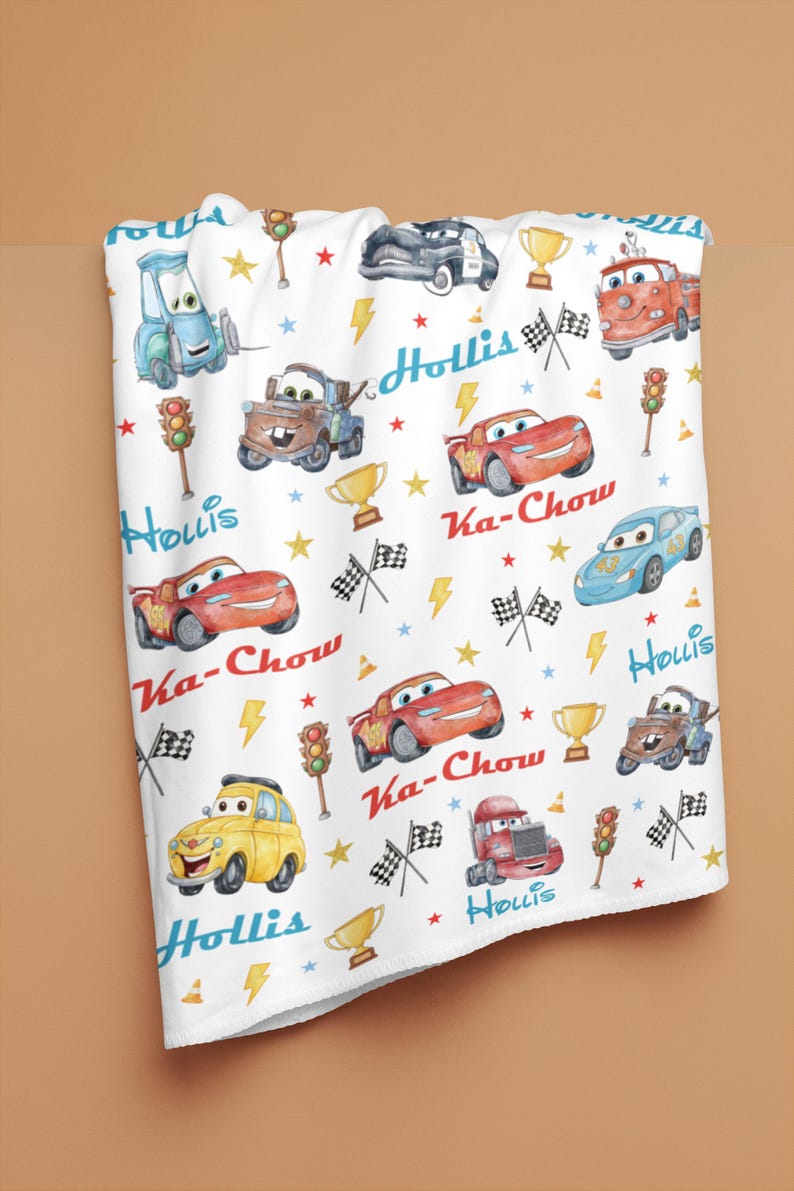 Manta para bebé de Rayo McQueen, regalo para baby shower, manta personalizable, manta de Disney, decoración para el hogar de Disney, manta de Cars, manta de sherpa. imagen 3