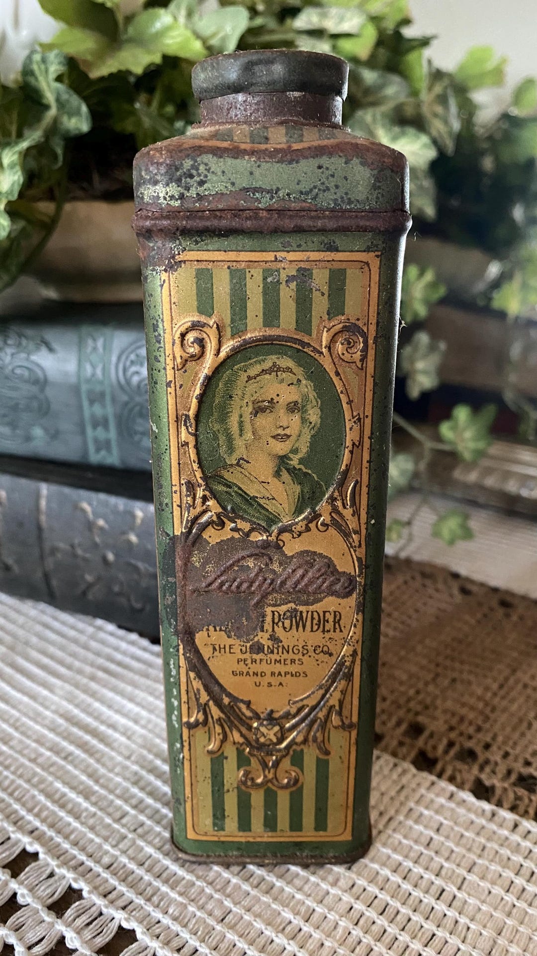 Lady Alice Talcum Powder Tin | Victorian Portrait Vanity Canister ...