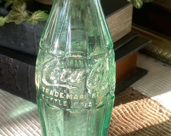 Vintage Green Coca-Cola Bottle | Embossed Antique Coke Glass