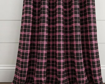 Luxus Woll-Baumwoll Verdunkelungsvorhang - Pink & Schwarz Tweed Karo - Individuelle Vorhänge