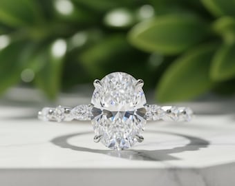 Oval Cut CZ Engagement Ring – 925 Sterling Silver Halo Promise Ring