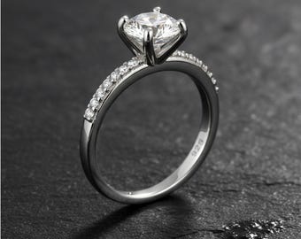 Cubic Zirconia Engagement Ring | 2 CT Round Cut Sterling Silver Wedding Band