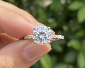 Sterling Silver 1.5CT CZ Solitaire Ring – Round Brilliant Cut Promise Ring