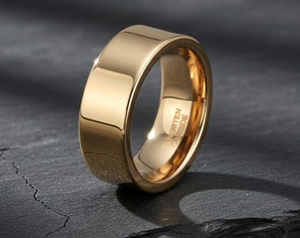Gold Tungsten Wedding Band: Polished, Comfort Fit