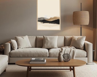 Abstrakte Berglandschaft Poster | Neutral Erdtöne (Digitaler Download)