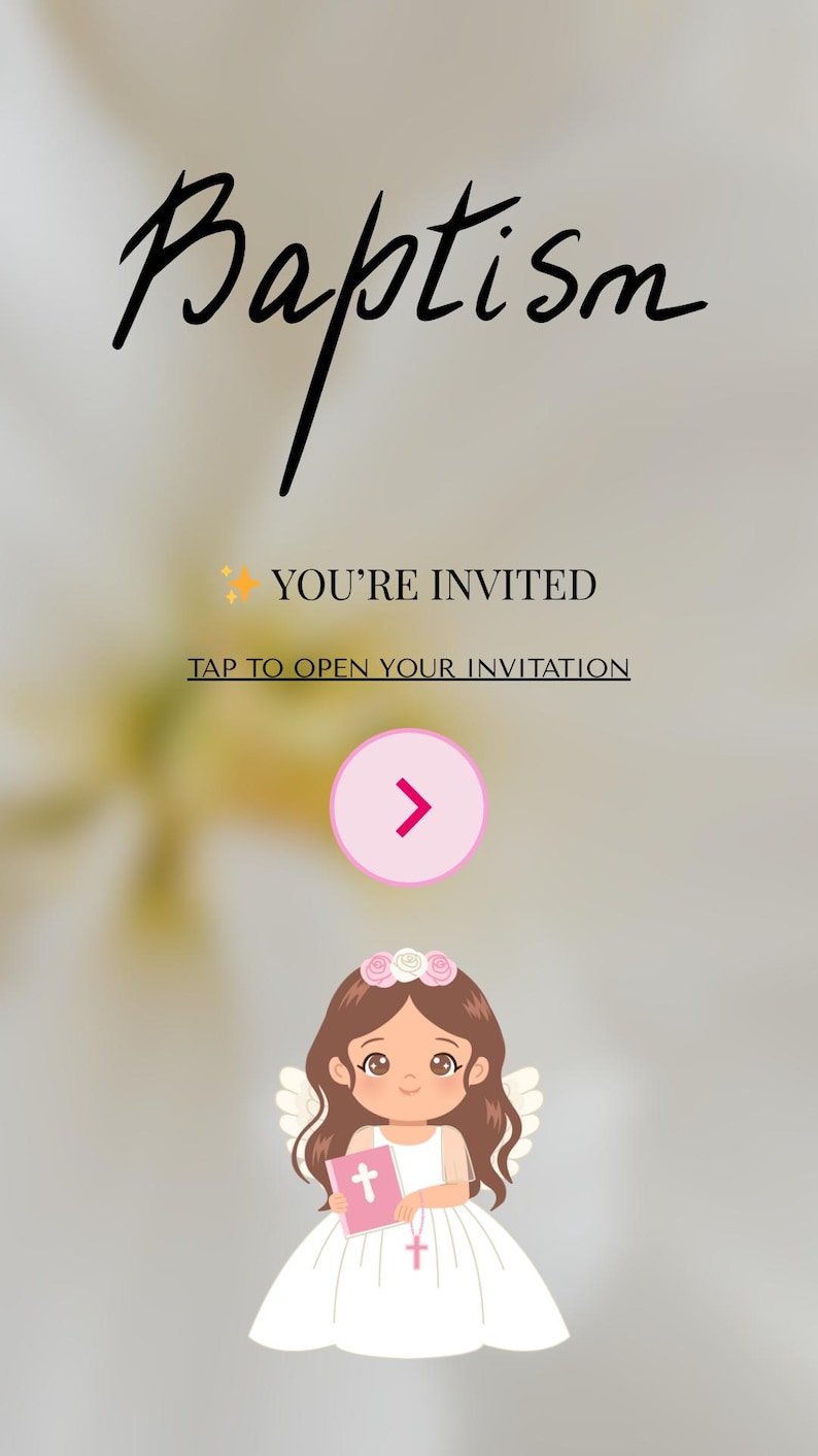 Invitación con tarjeta de embarque para niña de bautizo, invitación digital rosa, plantilla editable de Canva imagen 3