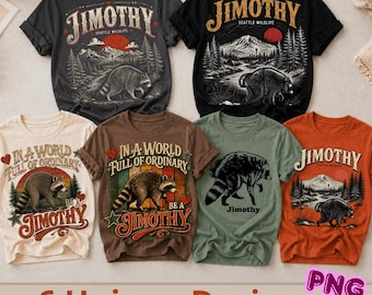 Jimothy Raccoon PNG Bundle, 5 Viral Raccoon Designs, Funny Trash Panda Sublimation, Wildlife Shirt PNG, Viral Seattle Meme Gift