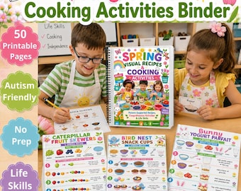 Spring Visual Cooking Activities Binder | Kids Cookbook PDF | Autism Life Skills | Special Education | Homeschool Printable