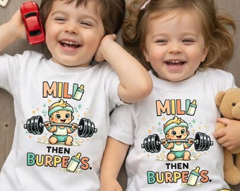 Milk Then Burpees PNG SVG, Funny Gym Baby Shirt Design, Fitness Baby Cricut File, Cute Workout Infant Clipart