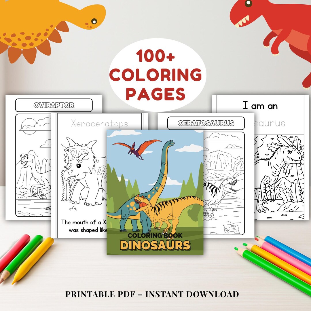 Dinosaur Coloring Book for Kids | 100+ Printable Dino Coloring Pages ...
