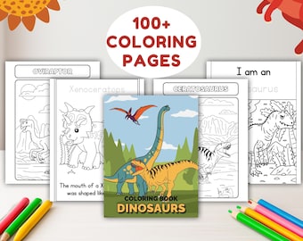 Dinosaur Coloring Book for Kids | 100+ Printable Dino Coloring Pages | Preschool & Toddler Activity PDF