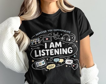 Speech therapist svg im listening, slp aac communication png, autism support shirt design, special education teacher cricut file