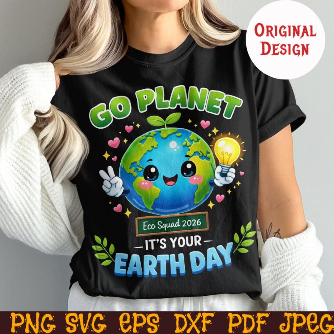 Earth Day 2026 SVG Cute Planet Shirt, Eco Squad 2026 Kids Teacher ...