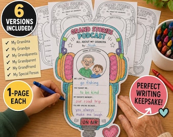 Grandparents Day Craft Printable, Grandma Grandpa Writing Activity, Grandparents Day Keepsake, Kids School Craft, Instant Download